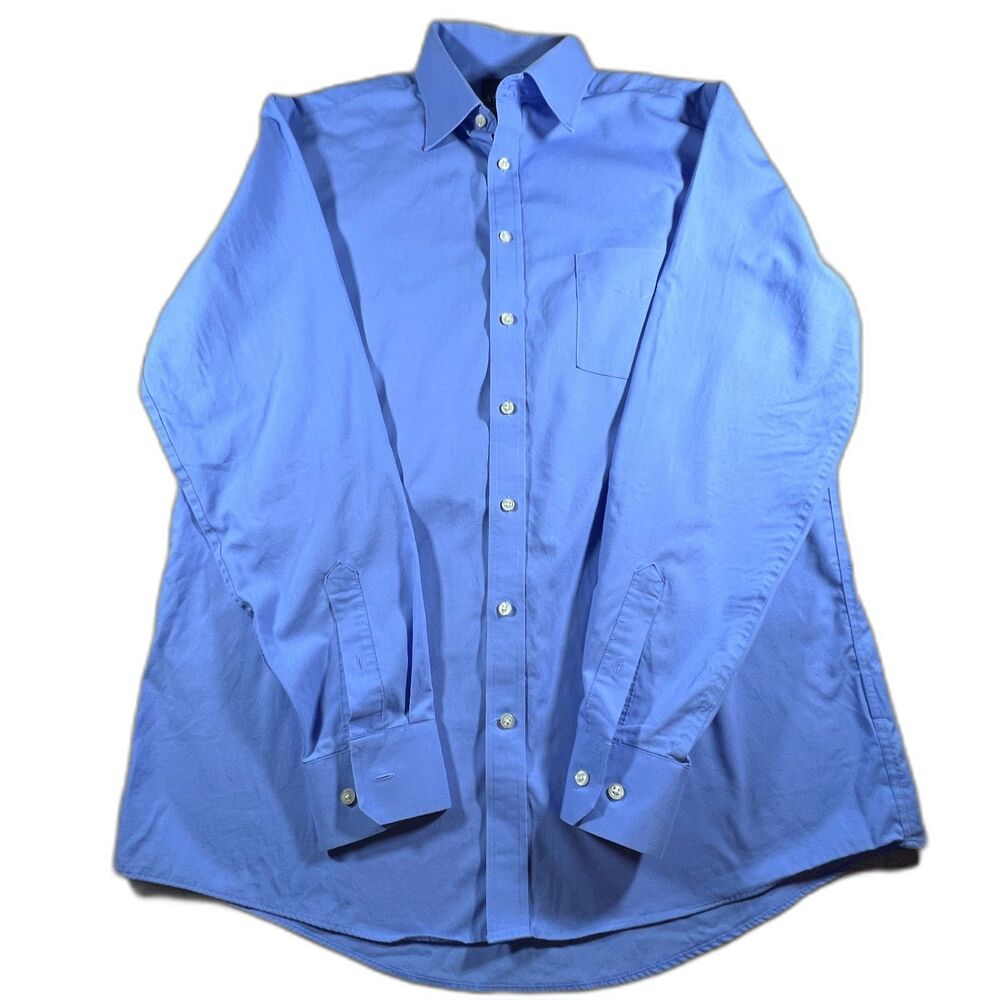 Men's Stafford Blue Long Sleeve Button-Down Dress Shirt Size 16.5